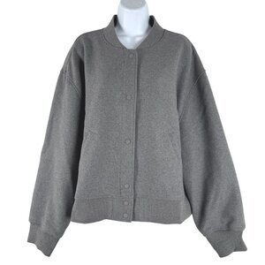 Gap Wool Blend Bomber Varsity Jacket‎ Womens 2XL Gray Preppy NWT CJ-2137